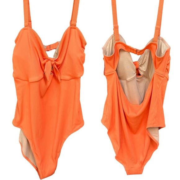 NWT Old Navy one piece orange Ribbed Fabric fully lined Bra padding swimsuit 3X - Picture 1 of 8